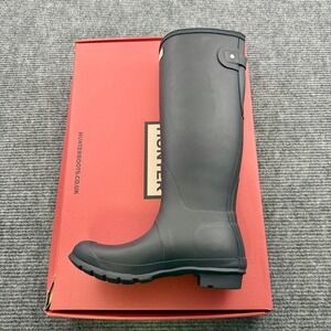 Hunter Original Tall Back Adjustable Rain Boot Womens Size 7 Matte Navy Blue NWB